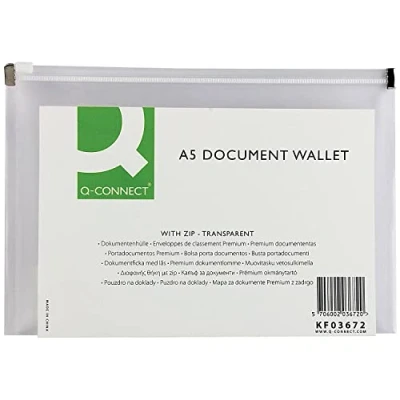 Abbildung von Q Connect A5 Dokument Zip Wallet Transparent