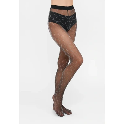 Abbildung von FALKE Damen Fascination 20 DEN W TI transparent Gemustert 1 Stück Strumpfhose, Schwarz (Black/Silver 3103), S