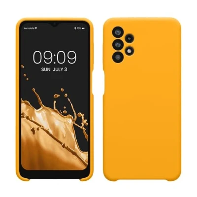 Abbildung von kwmobile Hülle kompatibel mit Samsung Galaxy A32 5G Silikon Handy Case Handyhülle weiche Oberfläche kabelloses Laden Honiggelb