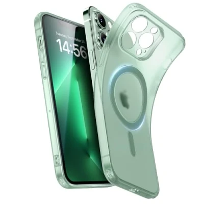 Abbildung von ESR für iPhone 13 Pro Max Hülle, klares Silikon Case mit MagSafe, stoßfeste dünne Abdeckung, vergilbungsbeständige transparente TPU Handyhülle, Zero Serie, Grün