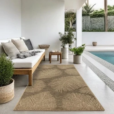 Abbildung von the carpet Kansas robuster In und Outdoor Teppich im natürlichen Jute Look, wetterfest, geeignet für Terrasse Garten, ca. 80 x 250 cm