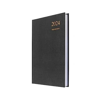 Abbildung von Collins Essential A5 Tagesplaner 2024 mit Terminen, umweltfreundliches Recyclingpapier und vollständig recycelbar, Seite pro Tag, akademischer persönlicher Planer (A5 Größe, schwarz)