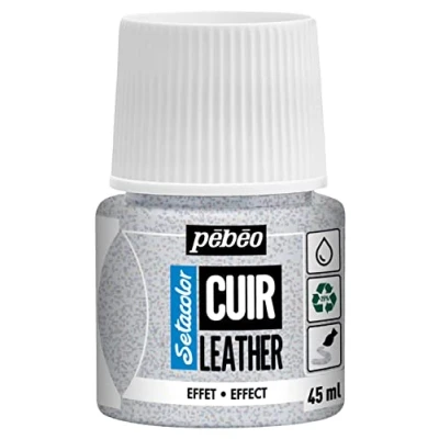 Abbildung von Pébéo Setacolor Leder Acrylfarbe für und Kunstleder Personalisierung von Taschen, Schuhen, Sneakern kratz , knick scheuerfest Glitzereffekt Iridescent Glitter 45 ml