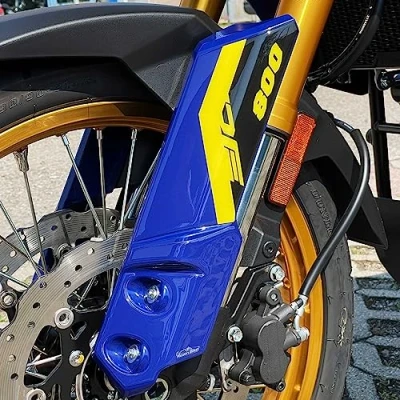 Abbildung von Resin Bike Aufkleber Motorrad Kompatibel mit Suzuki V Strom 800 De 2023. Schutz Kotflügel Gabel Protektoren Von Hülle PU Graffi. 3D Harz Beschichtet Gelb Petra Und Schwarz Dubai