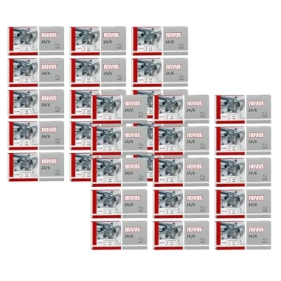 Abbildung von Novus Standardheftklammer 24/6, verzinkt, 1000 Stück pro Packung (30x1000), 6mm, für Papierstapel bis 25 Blatt