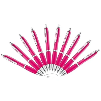 Abbildung von Libetui Set 10 ergonomische Kugelschreiber Rosa Druckkugelschreiber pinke Kulis rutschfeste Griffzone Großraumine Schwarz Büro Haushalt Praxis schwarzschreibend Kuli Pink
