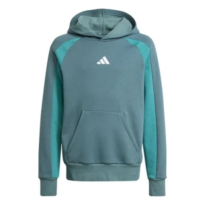 Abbildung von adidas Unisex Kinder Seasonal Essentials Colorblock Fleece Hoodie, preloved Teal/Pure Teal/White, 7 8 Years