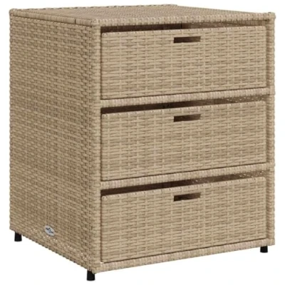Abbildung von vidaXL Gartenschrank, Geräteschrank mit viel Stauraum, Beistellschrank Schrank Türen, Balkonschrank Terrassenschrank, Beige Poly Rattan