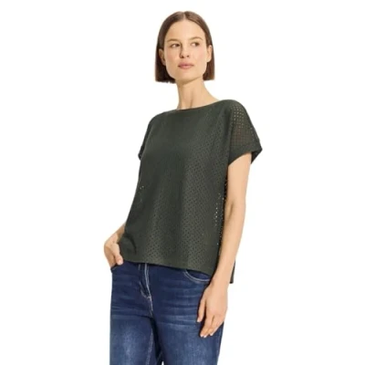 Abbildung von Cecil Ajour Tshirt basic, Damen, Größe: Large, Grün