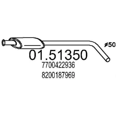 Abbildung von MTS 01.51350 Mittelschalldämpfer 1050 RENAULT: Megane Scenic, 1 Classic, I Grandtour kfzteile, kfzteile24, bandel online, bandel, atp