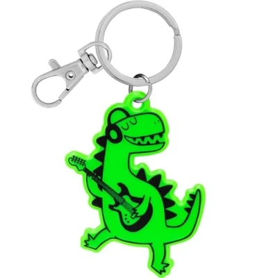 Abbildung von GRUSS &amp; CO Reflektor Neon Motiv Dino Figürlicher Reflektor, Anhänger mit Schlüsselring und Karabiner, Reflektoranhänger Kindergeburtstag, Geschenk, Schulstart 70137