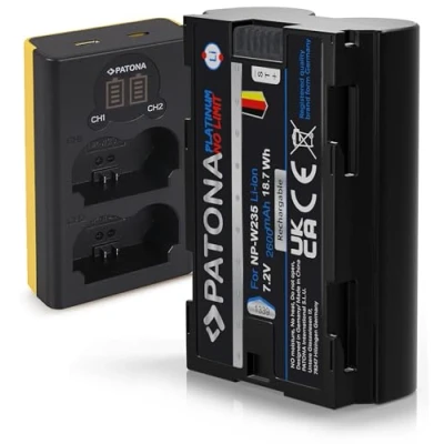 Abbildung von PATONA Platinum NP W235 Kamera Akku (2600 mAh) mit USB DUAL LCD 1888 (Eingang C oder Micro USB)