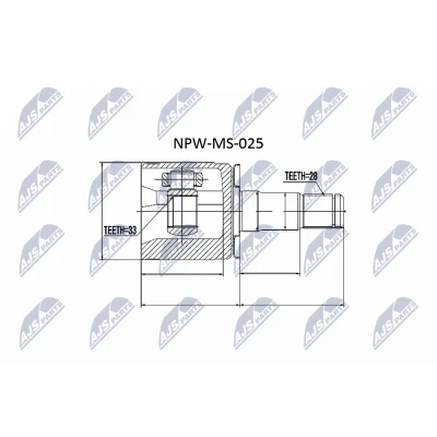 Abbildung von NTY NPW MS 025 Gelenksatz Vorderachse links, getriebeseitig MITSUBISHI: PAJERO 2