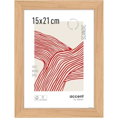 Abbildung von accent by nielsen Bilderrahmen, 15 x 21 cm, Holz, Eiche, Fotorahmen zum Auftstellen im Hoch &amp; Querformat, Echtglas, Scandic