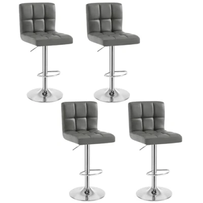 Abbildung von WOLTU 4er Set Barhocker Bistrostuhl Trensenstuhl Barstuhl mit Rücklehne, stufenlose Höhenverstellung und Drehbar, verchromter Stahl, Kunstleder Grau 9167 4