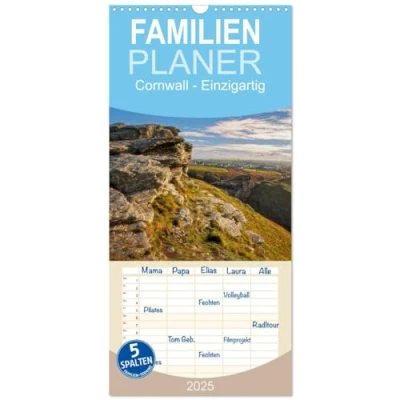 Abbildung von Familienplaner 2025 Cornwall Einzigartig mit 5 Spalten (Wandkalender, 21 cm x 45 cm), CALVENDO