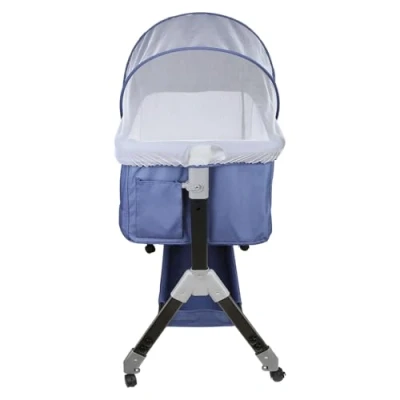 Abbildung von HUOLE 3 in 1 Beistellbett &amp; Babywiege Reisebett, 4 stufig Höhenverstellbares Babybett, neigbar, Kinderbett, Stubenwagen für Babys bis 25kg belastbar 104 x 52 100110 cm Marineblau