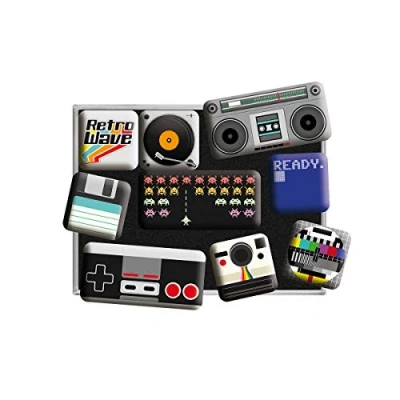 Abbildung von Nostalgic Art Retro Kühlschrank Magnete, 9 Stück, Wave Media Geschenk Idee für Nostalgie Fans, Magnetset Magnettafel, Vintage Design