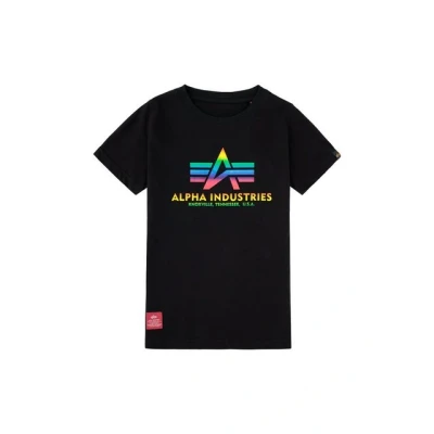 Abbildung von Alpha Industries Unisex Tshirt print für Kinder, Größe: 152, Black/metallic red