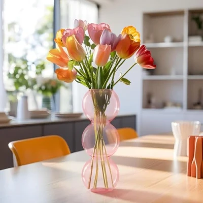 Abbildung von Navaris Dekovase Deko Vase modern rosa Wohnzimmer Blumenvase Glasvase Blasenform (1 St)