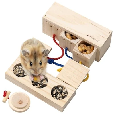 Abbildung von Navaris Tier Beschäftigungsspielzeug Hamster Spielzeug Kaninchen Futterspender für Hamster, Kiefernholz