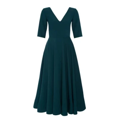Abbildung von Swing Fashion Women&#039;s Sally Rose Damen Midikleid Elegantes Festliches Kleid Partykleid Abendkleid Hochzeitskleider Abschlussballkleid Ballkleid V Ausschnitt 3/4 Ärmel Grün 36 (S)