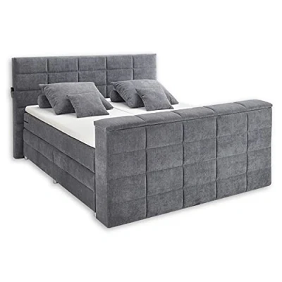 Abbildung von Stella Trading DENVER 6 Boxspringbett 180x200 mit Bettkasten, Anthrazit Bequemes Doppelbett 7 Zonen Federkern Matratze und Topper 202 x 123 240 cm (B/H/T)