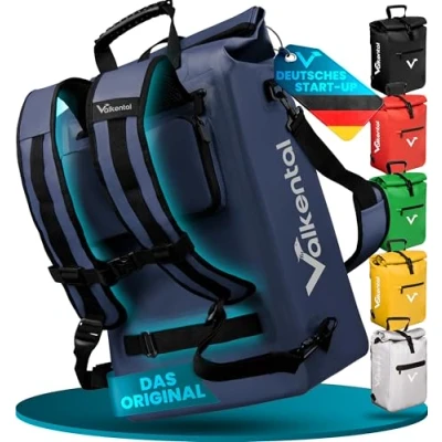 Abbildung von Valkental 3in1 Fahrradtasche NEUAUFLAGE 2024 Geeignet als Gepäckträgertasche, Rucksack und Umhängetasche Wasserdicht &amp; Reflektierend 23L Blau