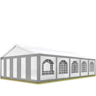 Abbildung von TOOLPORT Hochwertiges Partyzelt 5x10 m Pavillon Zelt PE Plane 450 N Gartenzelt Festzelt Bierzelt Wasserdicht grau weiß