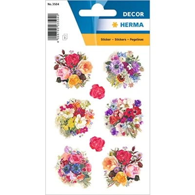 Abbildung von HERMA 3504 Aufkleber Rosen klein groß, 24 Stück, Blumen Sticker mit Vintage Pflanzen Motiv, Kinder Etiketten für Fotoalbum Tagebuch Poesiealbum Scrapbooking Geburtstag Dekoration Briefe DIY Basteln