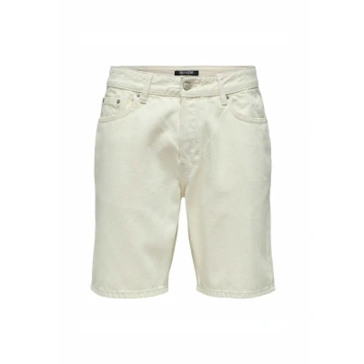 Abbildung von Only &amp; Sons Onsedge Mittlere Taille Geschnitten Jeans Shorts, Herren, Größe: Large, Ecru