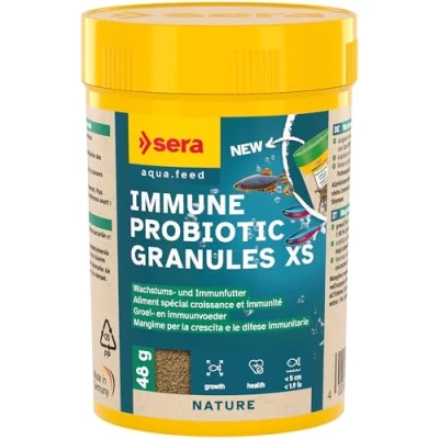 Abbildung von sera Immune Probiotic Granules XS 100 ml Probiotisches Wachstumsfutter für Zierfische bis 4 cm Förderung von schnellem Wachstum &amp; brillanter Farbausprägung Ideal Zucht Fischgesundheit