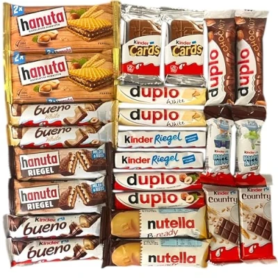 Abbildung von Süßigkeiten Mix Party Box mit Ferrero Kinder, Duplo &amp; Hanuta Spezialitäten, 1er Pack (1 x 620g)