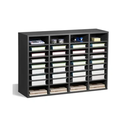Abbildung von VEVOR Literatur Organizer Briefablage 36 Fächer Einstellbare Regale Grau Holz