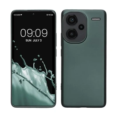 Abbildung von kwmobile Case kompatibel mit Xiaomi Redmi Note 13 Pro+ 5G / Pro Plus Hülle Schutzhülle aus Silikon metallisch schimmernd Handyhülle Metallic Petrol