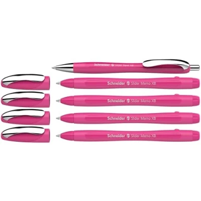 Abbildung von Schneider 150265 Slider Memo XB und Rave Kugelschreiber (Gehäusefarbe: power pink, Schreibfarbe: blau) 4+1 Stück