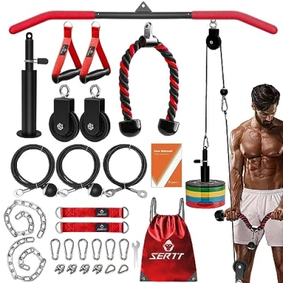 Abbildung von SERTT Kabelzugsystem Gym, Trizeps Workout Riemenscheibensystem für Lat Pulldown, Bizeps Curl, Trizeps, Schultern, Rücken, Unterarmtraining, Heim Fitness Studio, Gewichts Squat