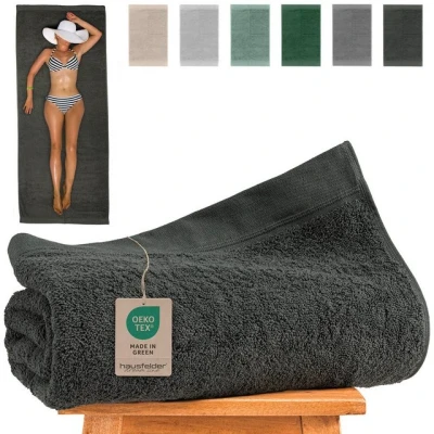 Abbildung von Hausfelder Handtücher Premium Saunatuch (Anthrazit, 1 Saunatuch, 80x200 cm), (1 St), 100% Baumwolle, weich, saugfähig, Uni Farben