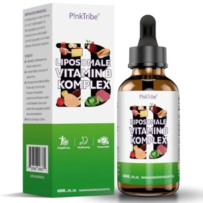 Abbildung von Liposomale Vitamin B Komplex Flüssiges Hochdosiert Tropfen mit Allen 8 Vitaminen, Aktive Formen, Vegan, Keine Zusatzstoffe, 60ml (1er Pack)