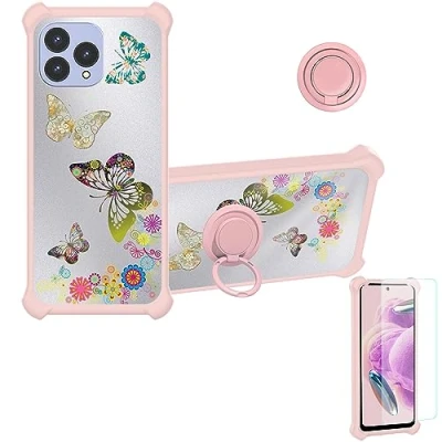 Abbildung von Handyhülle für CUBOT P80 Gehäuse Kompatibel mit Telefonhülle Cover [mit gehärtetem Glas Bildschirmschutz][Ring Support][Silver Reflect Light] DYF CSD
