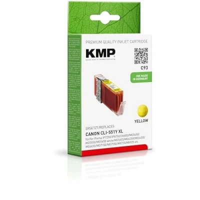 Abbildung von KMP Tintenpatrone passend für Canon CLI551YXL Yellow (6446B001) Pixma IP 7240 7250 8720 8750, IX 6820 6850, MG 5450 5550 5650 5655 63 etc.
