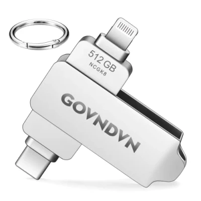 Abbildung von GOVNDVN Apple MFi zertifizierter USB Stick für iPhone 15/14/13/12/11, 512GB Speicherstick Lightning C Sticks, Fotostick Backup Flash Laufwerk für/iPad/Android/PC (512GB)
