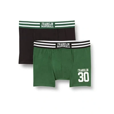 Abbildung von Franklin &amp; Marshall Herren Boxer I101294 Boxershorts, Dark Green/Black/White, XL , 2er Pack