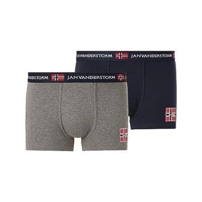 Abbildung von Jan Vanderstorm 2ER PACK TEM Boxershorts, Herren, Größe: 3XL, Dunkelblau grau melange