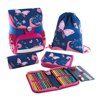 Abbildung von Eberhard Faber 577650 Schulranzen Set Schmetterling, EFAlino, 4 teilig, mit Schulrucksack, Schüleretui, Schlamperrolle und Turnbeutel