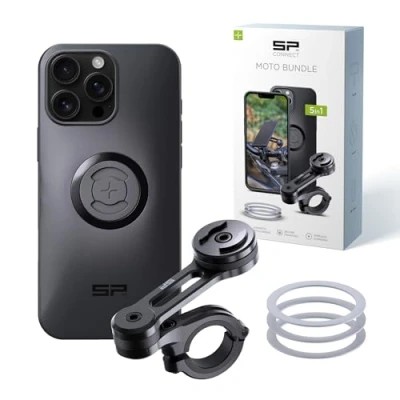 Abbildung von SP CONNECT Moto Bundle II SPC+ kompatibel mit iPhone 16 Pro Max Handyhalter für Motorrad Bike Moped Roller Gadget Halterung Navi