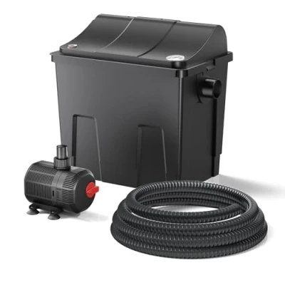 Abbildung von SunSun CBF 200T Bioteichfilter Komplettset mit 9W UVC Klärer, Teichpumpe 2300 l/h 35W, Thermometer und Filtermedien, Filteranlage Bio Teichfilter