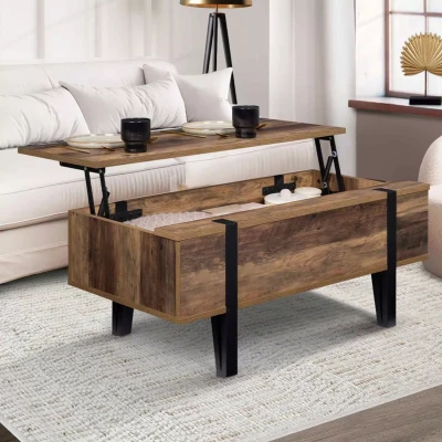 Abbildung von IDMarket Couchtisch, aufklappbare Platte, rechteckig, Austria, Holz, Nadelfuß