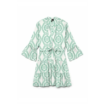 Abbildung von Vero Moda Tunikakleid VMMELBA 3/4 SHORT BELT DRESS WVN GA NOOS mit Volant und Taillen Bindegürtel