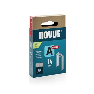 Abbildung von NOVUS TOOLS Feindrahtklammern 14 mm &quot;superhart&quot;, 800 Tacker Klammern vom Typ 53/14, Schiebeschachtel, Heftmittel für Stoffe, Gewebe und Maschendraht